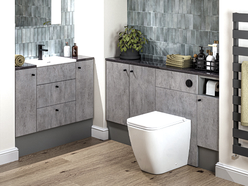 Avalon Bathrooms - Tempo Colour - Bardolino Oak Fitted Furniture