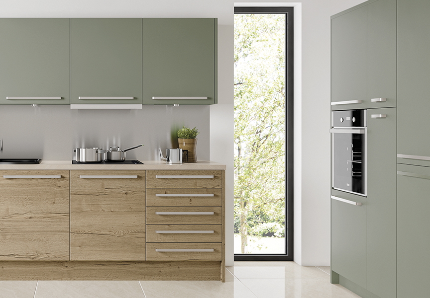 Avalon Kitchen Furniture - Tempo Halifax Oak with Reed Green
